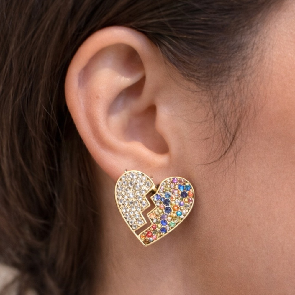 Sugarfix Crystal broken heart earrings